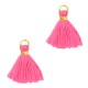 Mini Kwastje Ibiza style 1cm Gold-neon pink